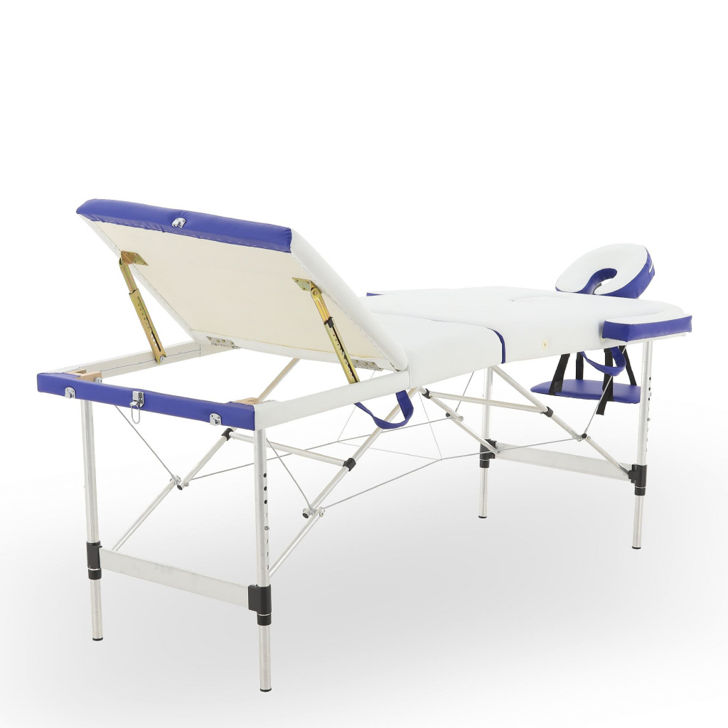 Массажный стол на Алюмин раме МосМедика (3х секц)  JFAL01-A (белый/синий)