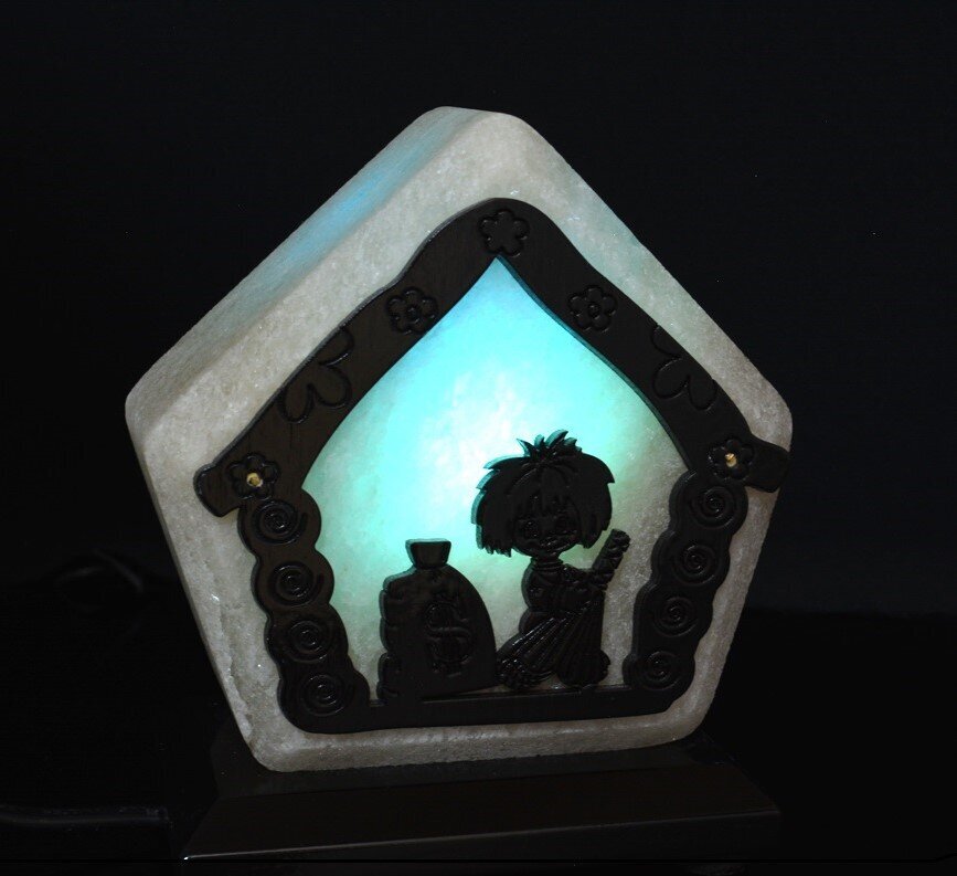 Светильник соляной "Домик №6" 1.4-2 кг(голубой)