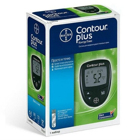 Глюкометр Contour Plus для измерения уровня глюкозы в крови
