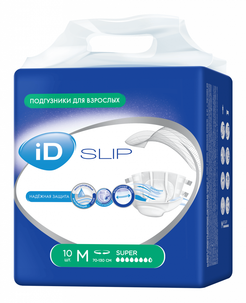 Подгузники для взрослых ID Slip Super р.M (10 шт)