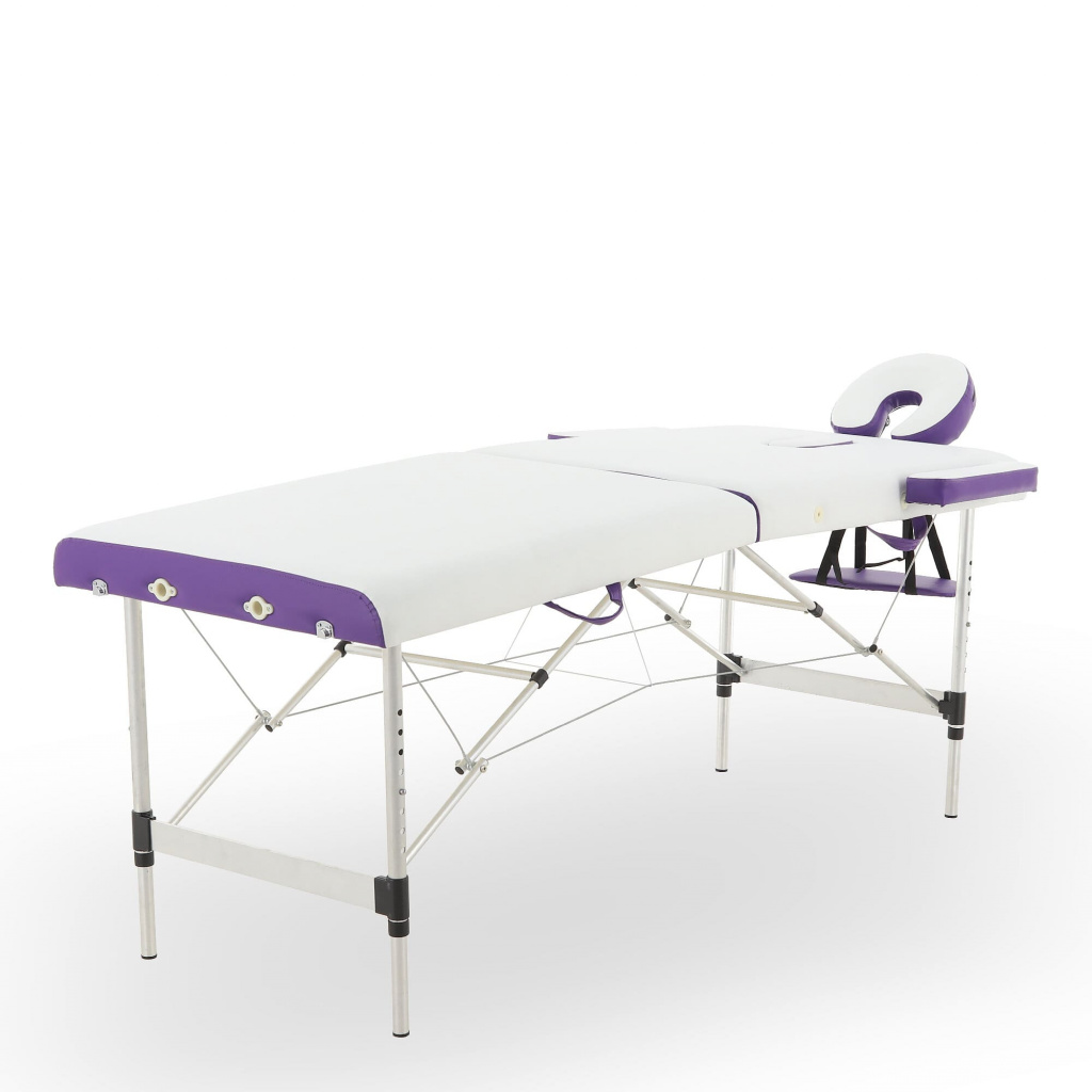 Массажный стол на Алюмин раме МосМедика (2х секц) JFAL01A (белый/фиолетовый)