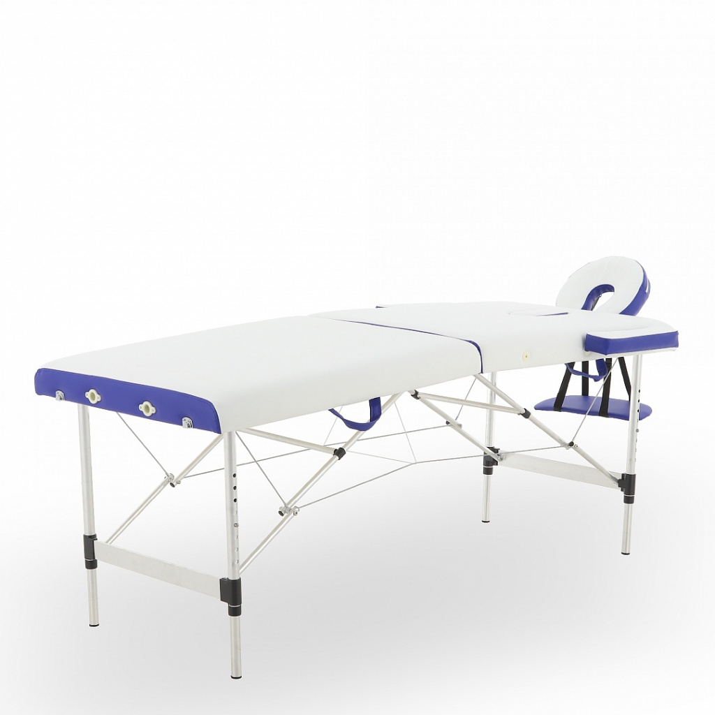 Массажный стол на Алюмин раме МосМедика (2х секц)  JFAL01-A (белый/синий)