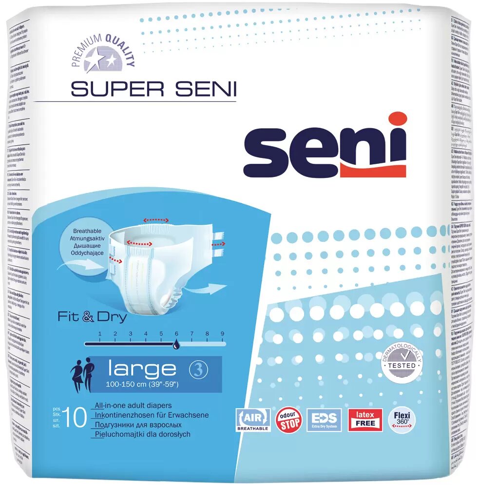 Подгузники для взрослых дышащие Seni Super Pluse Extra Large №4 130-170 см (30 шт)